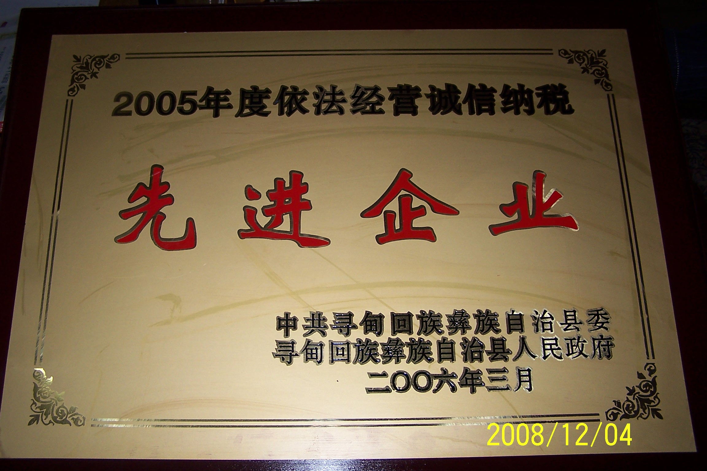 2005年依法纳税先进企业